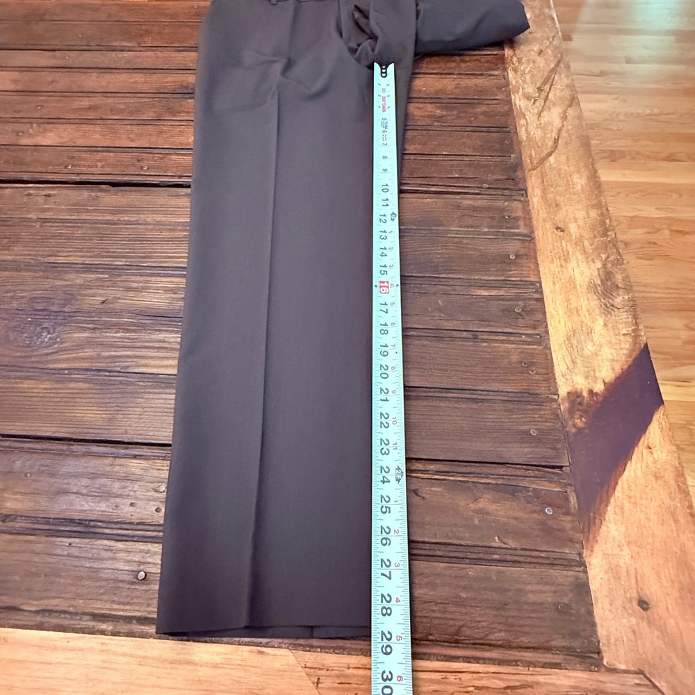 Van Heusen Mens 36x29 Dress Pants Dark Brown Flat Front Stretch Straight Leg - Picture 5 of 8